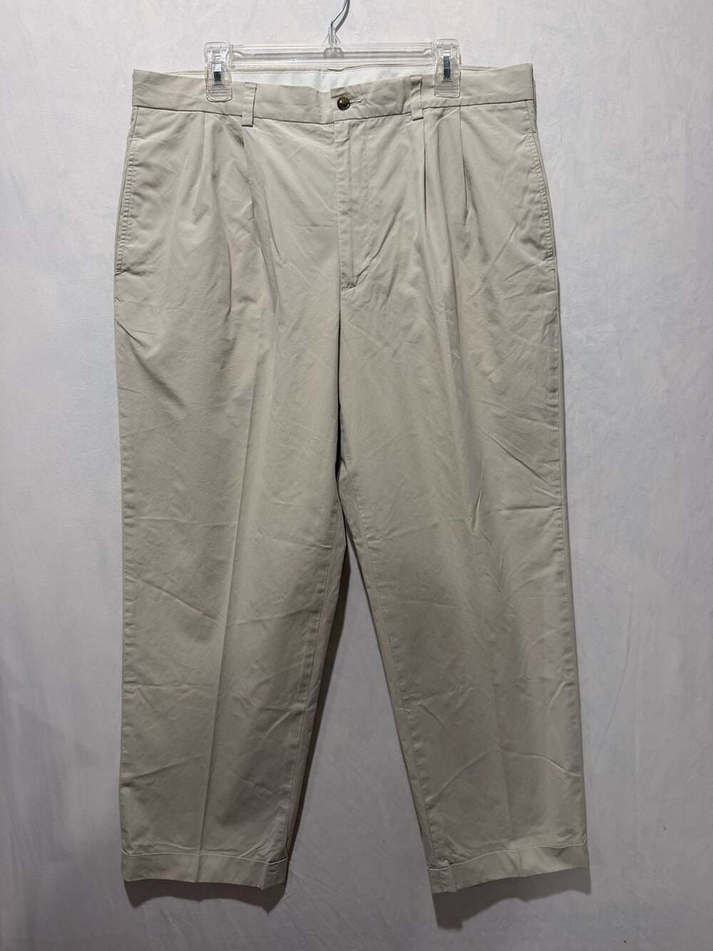 346 Brooks Brothers Chinos Pants W38/L30 Beige Pleated Cotton
